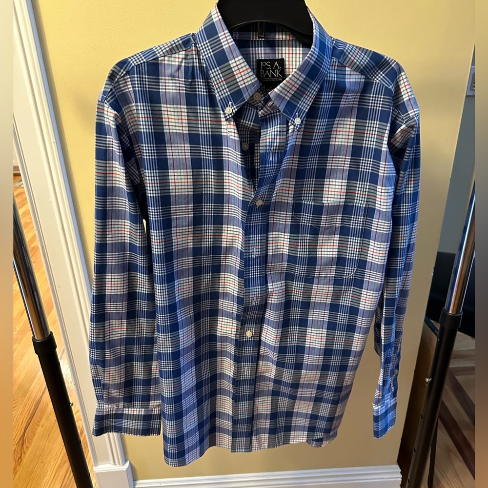 Jos. A. Bank Traveler Collection Traditional Fit Plaid Sportshirt - Mens Large